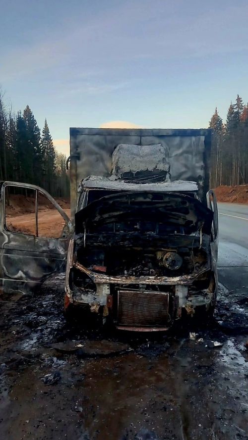 Недалеко от Агрыза полностью сгорел грузовик