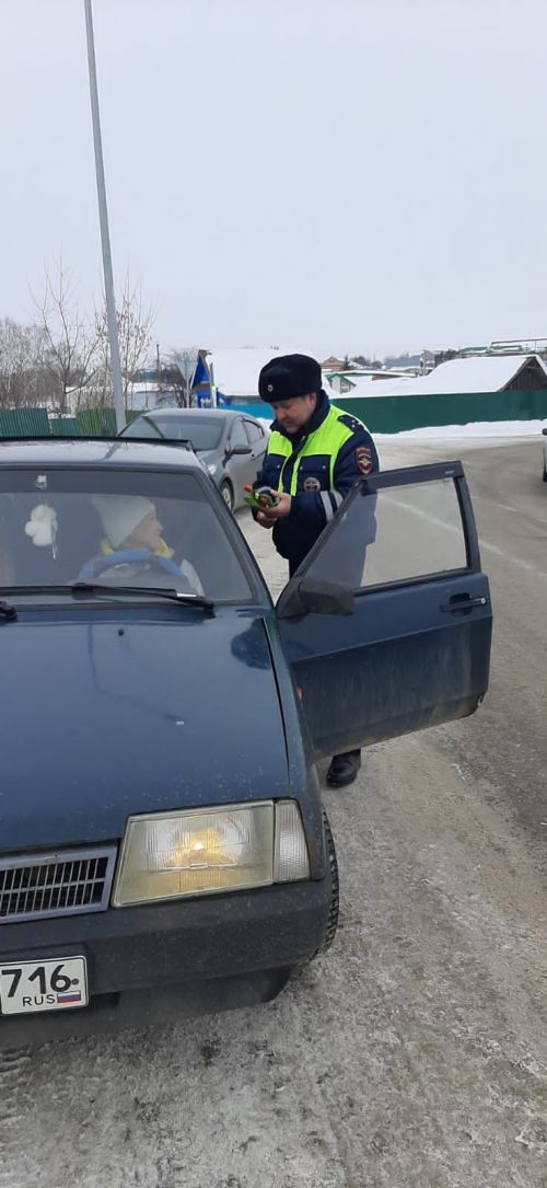 В Агрызе сотрудники ГИБДД подарили цветы женщинам за рулем