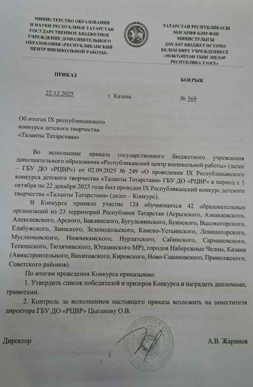 Итоги IХ Республиканского конкурса детского творчества «Таланты Татарстана»