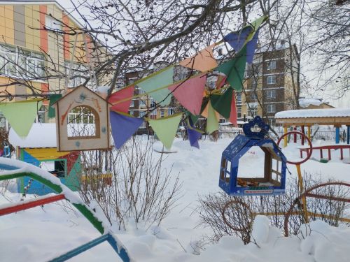 Воспитанники детского сада № 9 совместно с родителями изготовили кормушки для птиц
